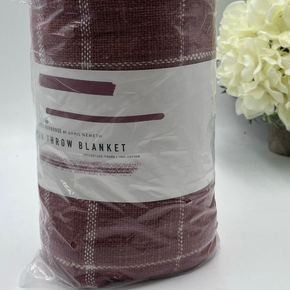 Little Korboose by April Nemeth Woven Cotton Throw Blanket RUST 50" x 60" New